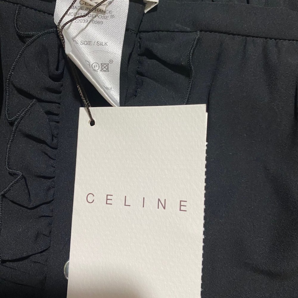 Woman’s Celine Skirt Button Up 100% Silk Black NWT - Picture 4 of 6